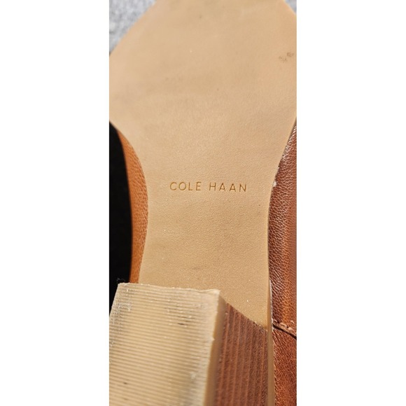 Cole Haan Boots Womens Size 8.5 Brown Leather Ankle Booties Low Heel Side Zip - Picture 7 of 9